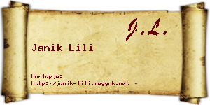 Janik Lili névjegykártya